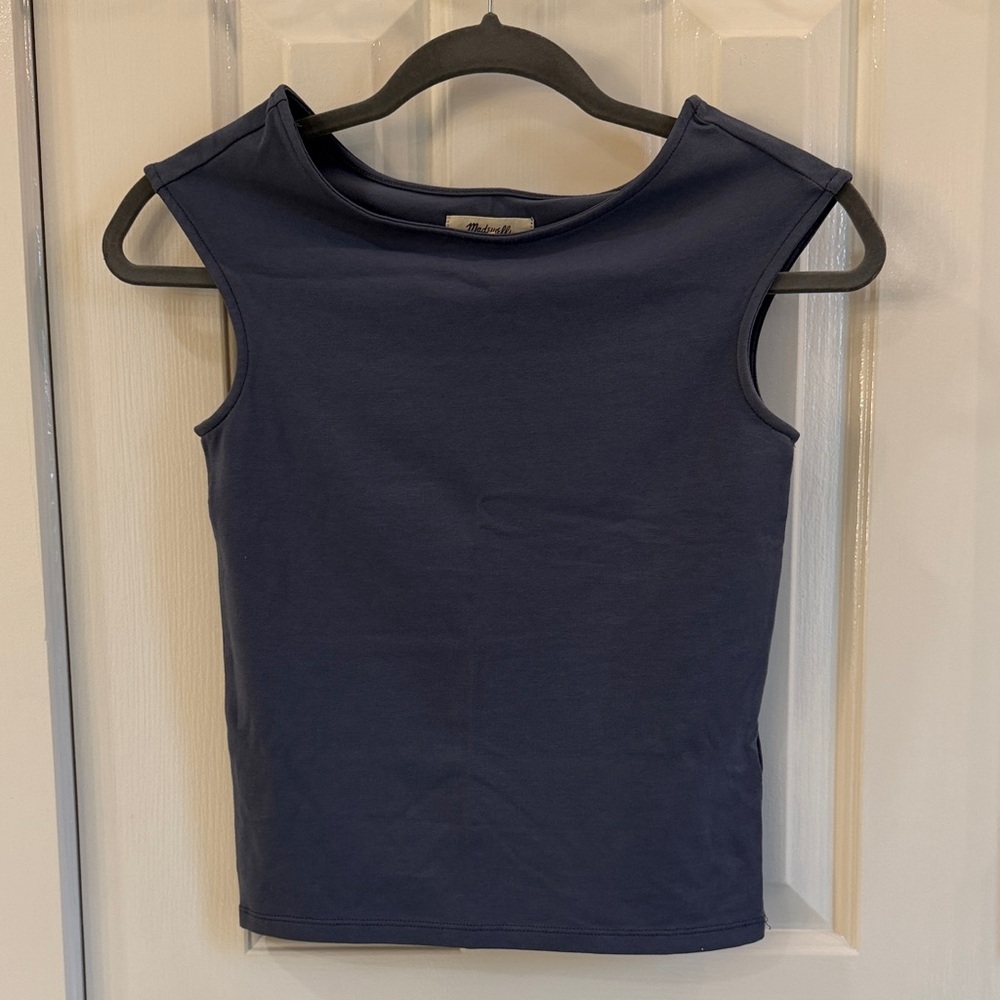 Madewell Navy Sleeveless Boatneck Shell